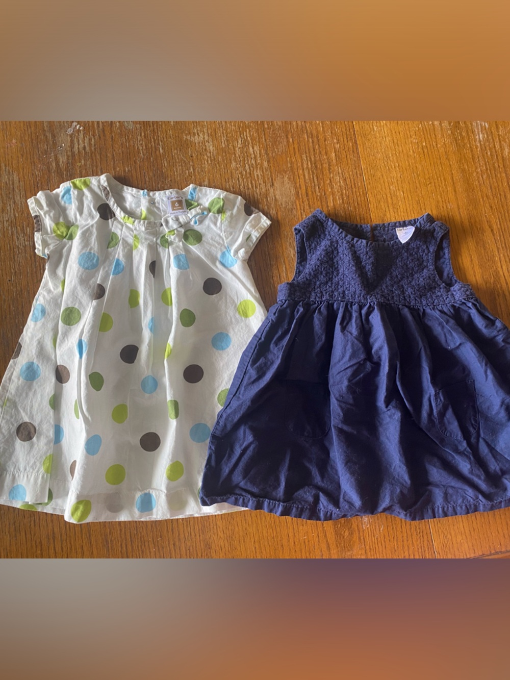Carter's Navy Smocked Dress & White Polka Dot Short-Sleeve Dress